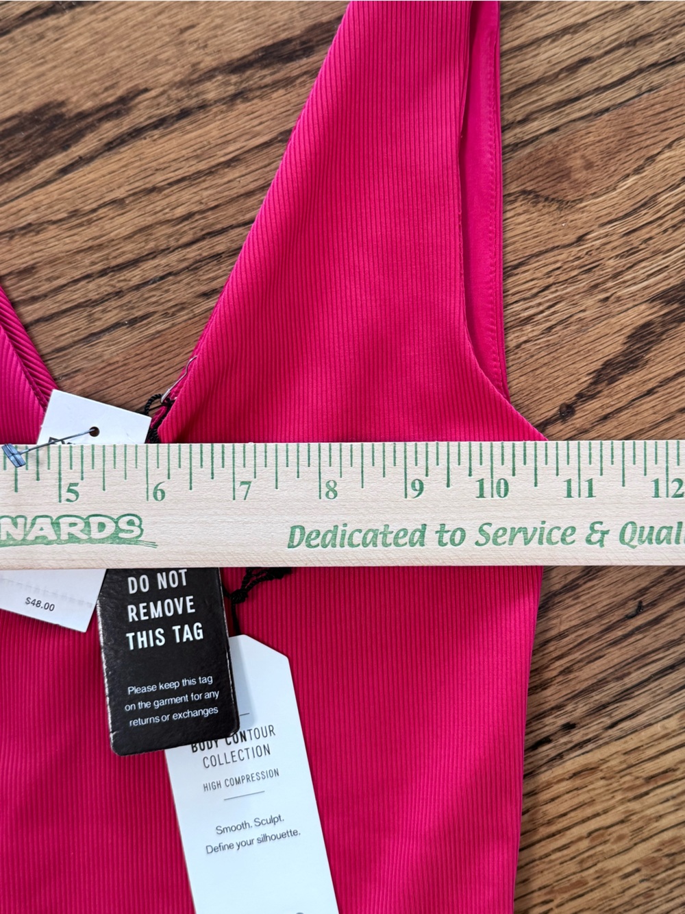 NWT Express Body Contour High Compression Pink Ribbed V-Neck One-Piece Bodysuit - Picture 5 of 6